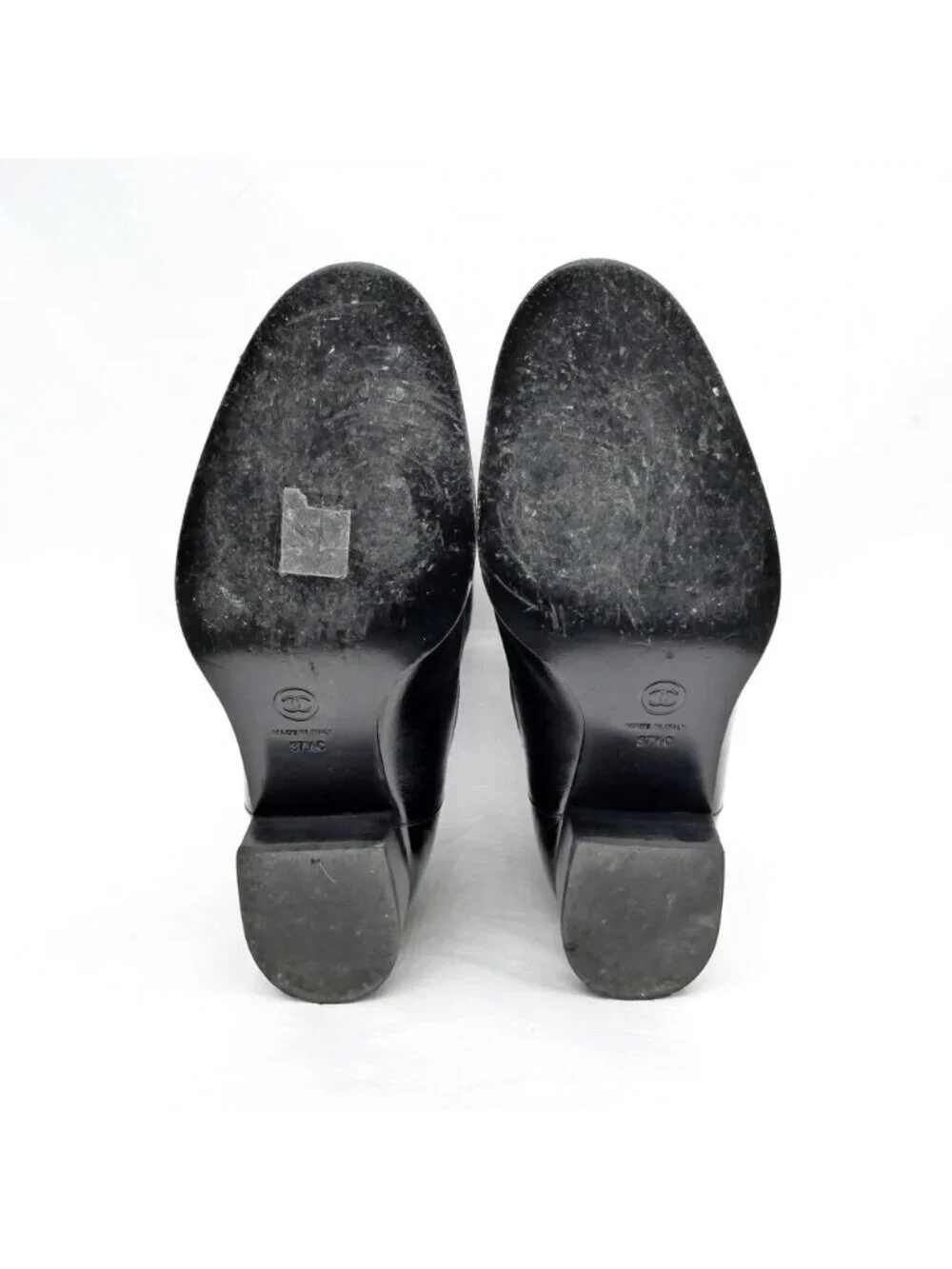 Chanel Long Boots 37.5 Black Shiny Calfskin CC Logo